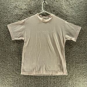 Vintage 90s Guess Shirt Mens Small Pink Stripes Short‎ Sleeve USA Embroidered